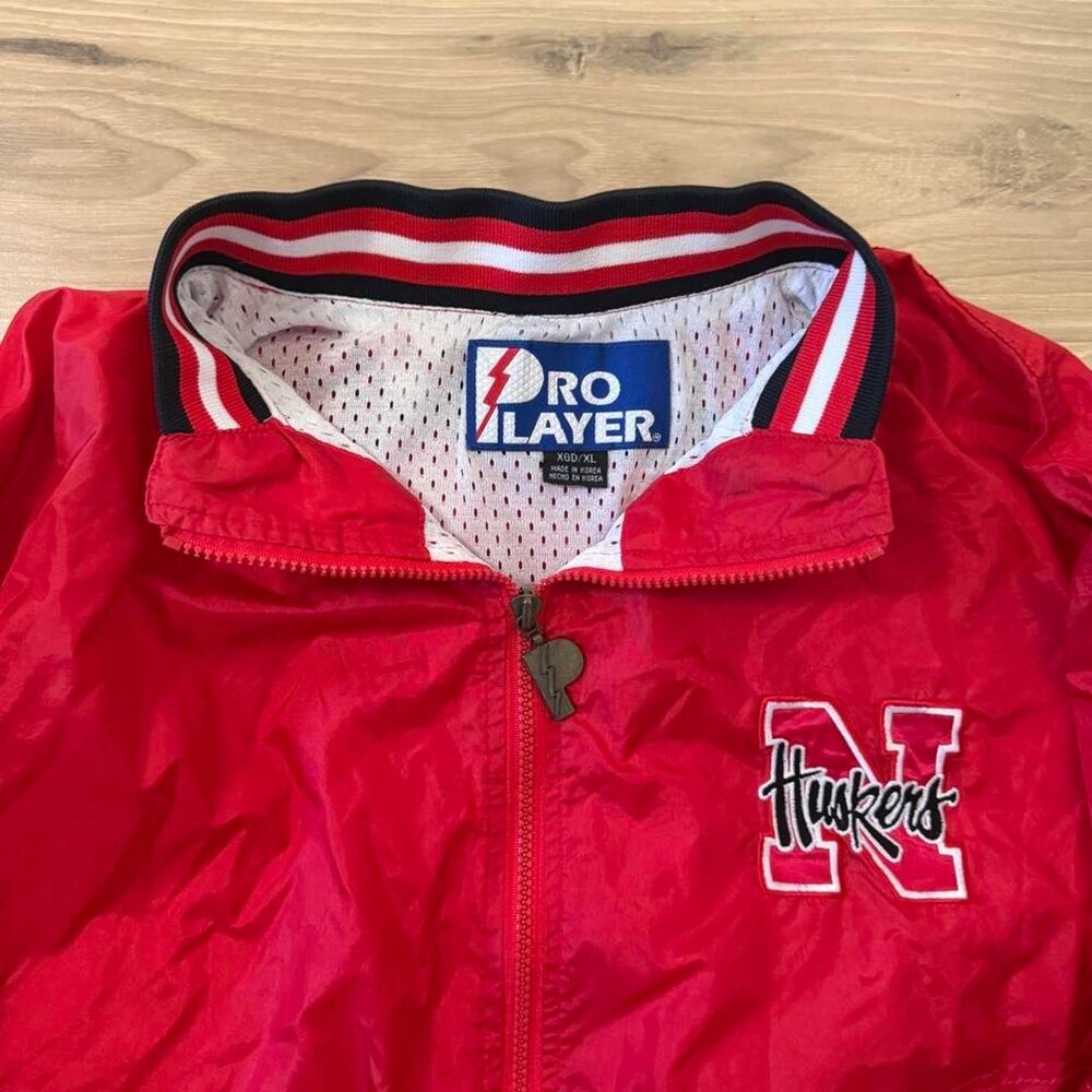 Vintage 90s Pro Player Nebraska Huskers red windbreaker jacket embroidered XL